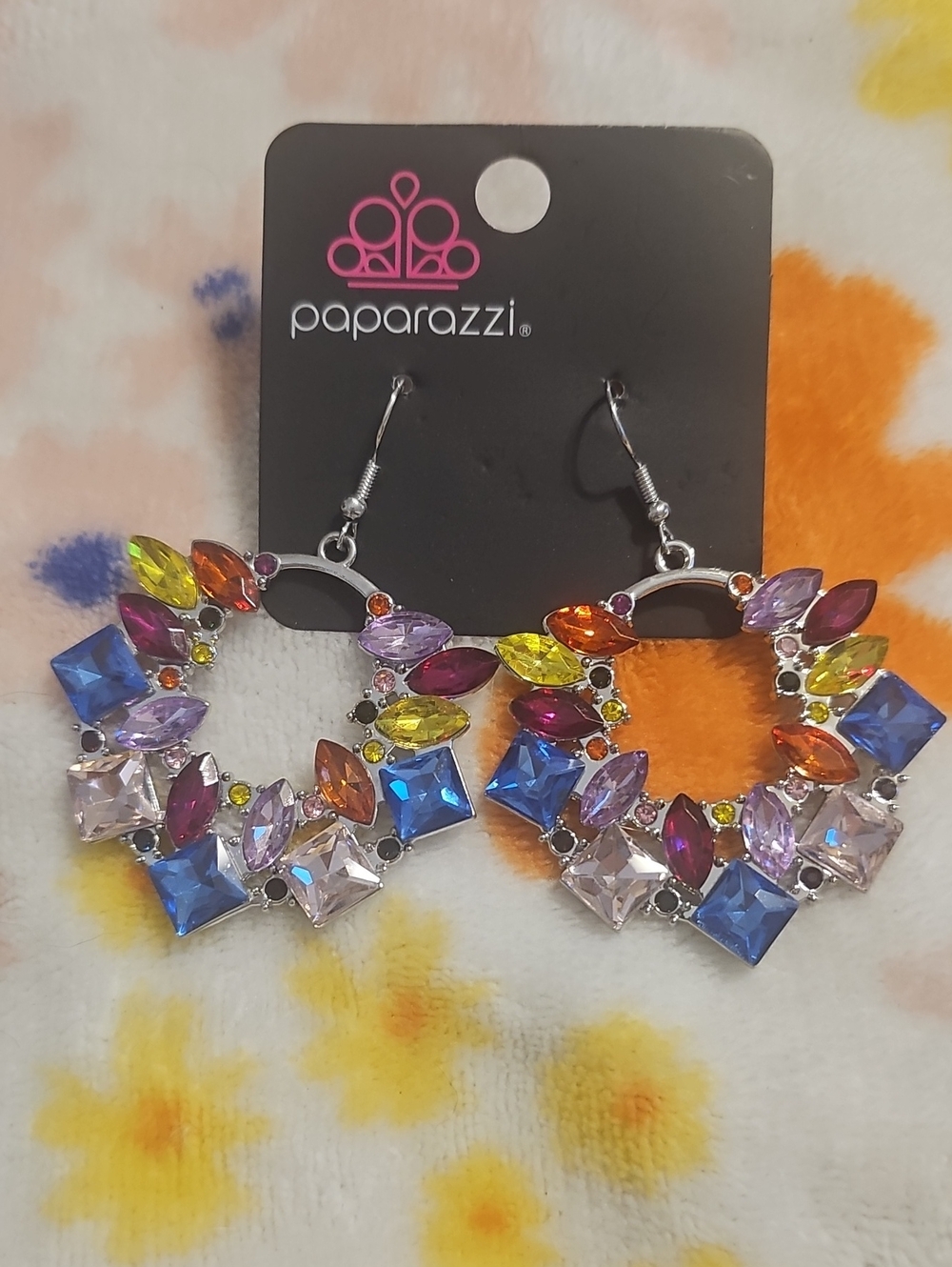 Paparazzi Colorburst Gemstone Hoop Earrings — Blue, Purple, Pink, Orange, Yellow